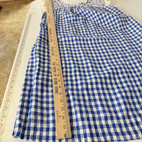 J. McLaughlin 100% Linen Gingham Shift Dress M Blue White Beach Vacation Preppy - Picture 10 of 12